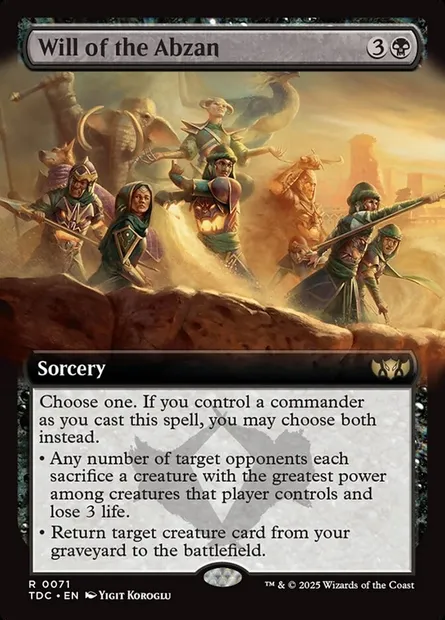 Will of the Abzan, Magic card TDC 71 — Tarkir: Dragonstorm Commander set