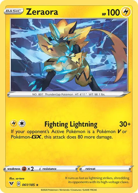 Zeraora, Pokémon card VIV 61 — Vivid Voltage set