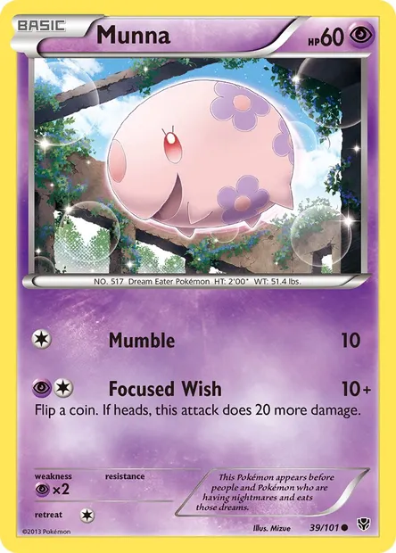Munna, Pokémon card PLB 39 — Plasma Blast set