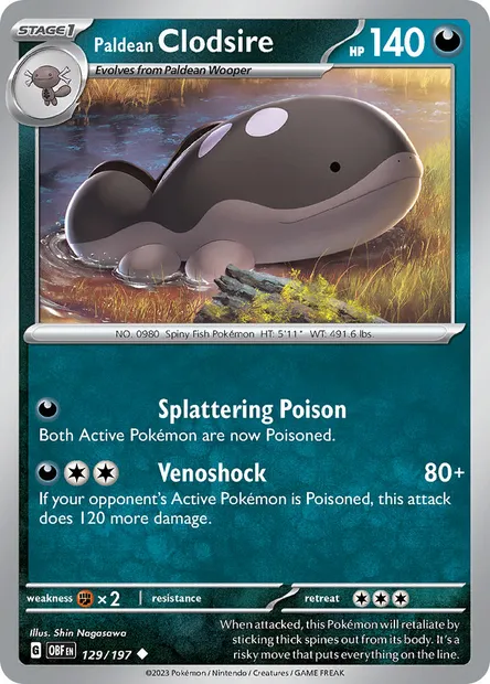 Paldean Clodsire, Pokémon card OBF 129 — Obsidian Flames set