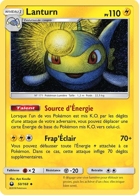 Lanturn, carte Pokémon CES 50 — extension Tempête Céleste