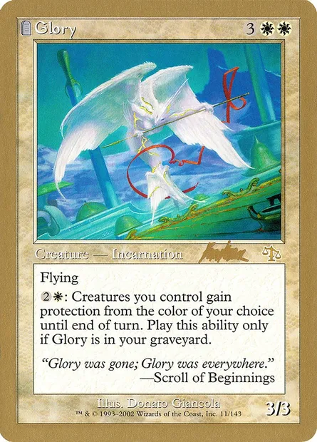 La Gloire, carte Magic WC02 bk11 — extension World Championship Decks 2002