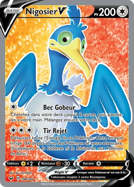 Nigosier V, carte Pokémon SSH 198 — extension Épée et Bouclier