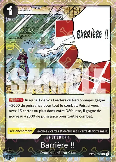 Barrière !!, carte One Piece OP04-095 — extension KINGDOMS OF INTRIGUE