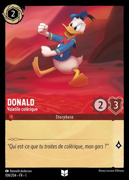 Donald - Volatile colérique, carte Disney Lorcana CH1-108 — extension Premier Chapitre