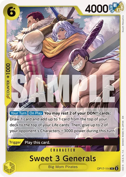 Sweet 3 Generals, One Piece card OP17-114 — THE WORLD’S STRONGEST WARRIORS set