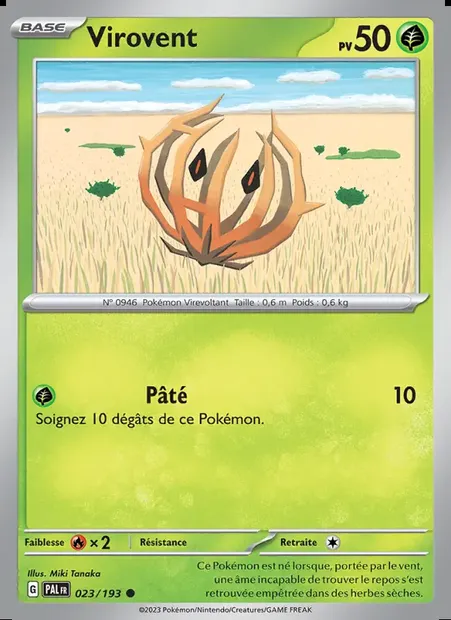 Virovent, carte Pokémon PAL 023 — extension Évolutions à Paldea