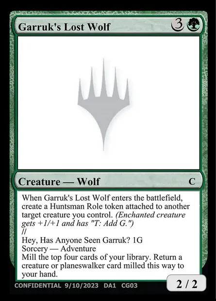 Garruk's Lost Wolf // Hey, Has Anyone Seen Garruk?, carte Magic UNK CG03a — extension Unknown Event