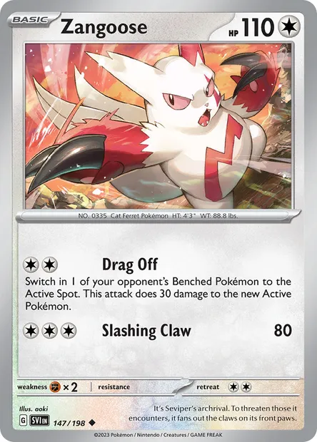 Zangoose, Pokémon card SVI 147 — Scarlet & Violet set