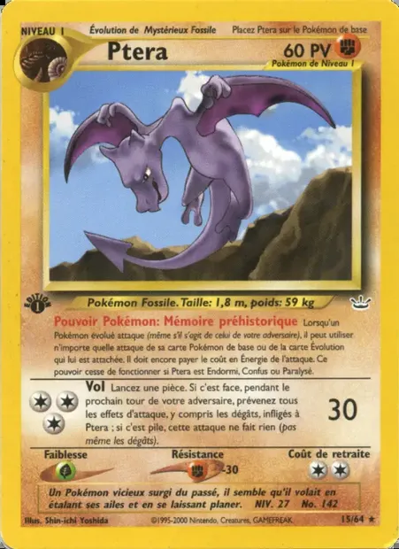 Ptéra, carte Pokémon NR 15 — extension Neo Revelation