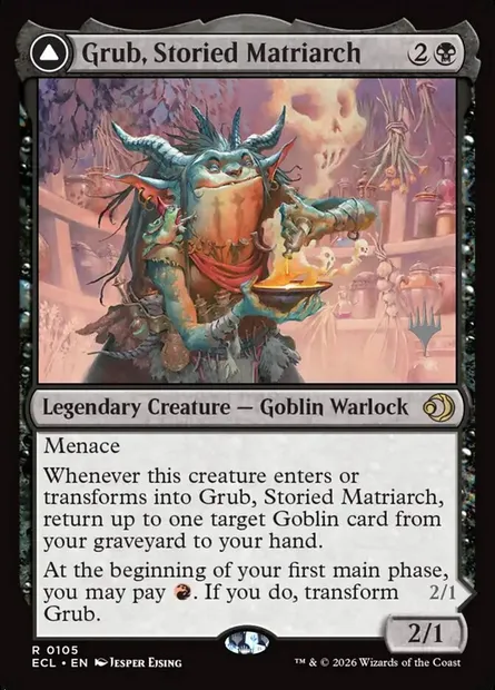 Larve, matriarche illustre // Larve, tantine notoire, carte Magic PECL 105p — extension Lorwyn Eclipsed Promos