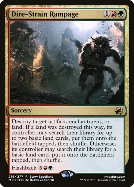 Dire-Strain Rampage, Magic card PMID 219p — Innistrad: Midnight Hunt Promos set
