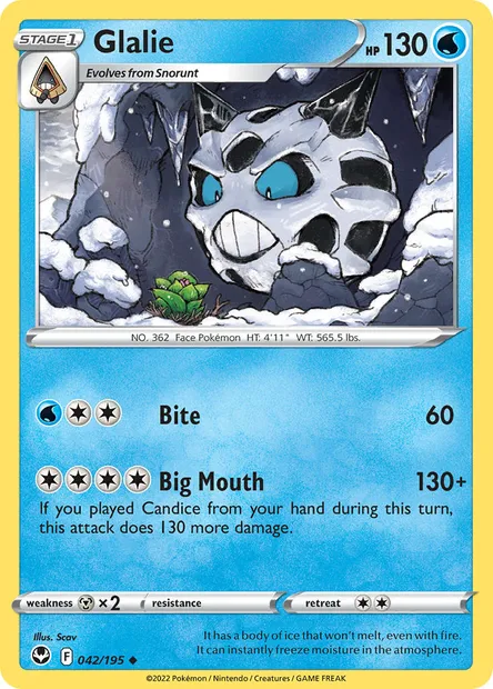 Glalie, Pokémon card SIT 042 — Silver Tempest set