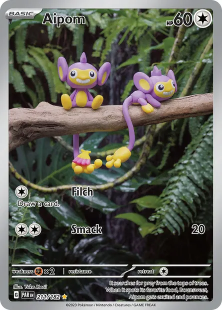 Aipom, Pokémon card PAR 211 — Paradox Rift set