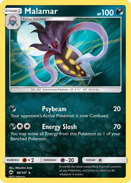 Malamar, Pokémon card BUS 90 — Burning Shadows set