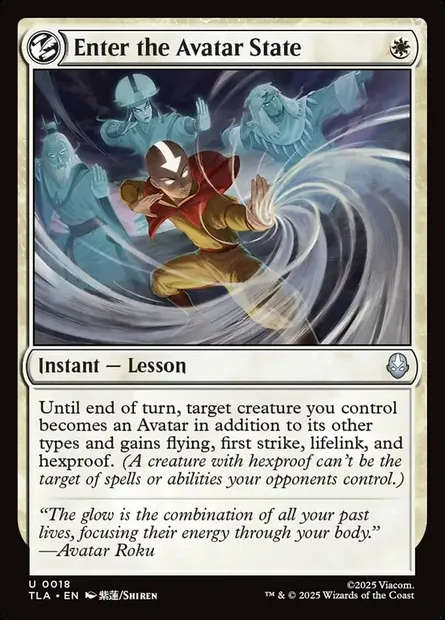 Enter the Avatar State, Magic card TLA 18 — Avatar: The Last Airbender set