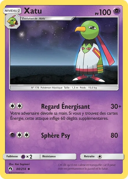 Xatu, carte Pokémon LOT 88 — extension Tonnerre Perdu