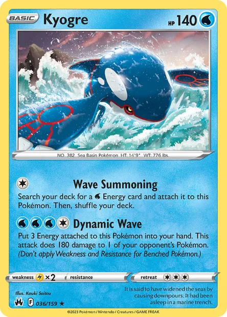 Kyogre, Pokémon card CRZ 036 — Crown Zenith set