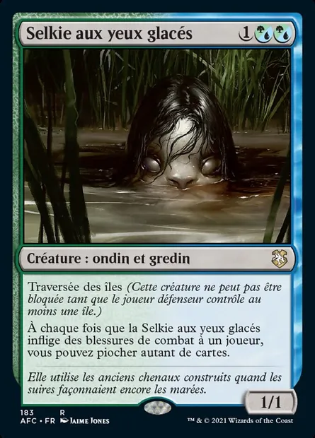 Selkie aux yeux glacés, carte Magic AFC 183 — extension Forgotten Realms Commander