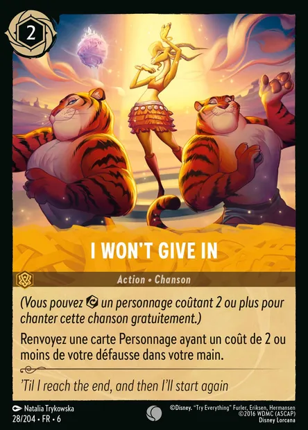 I Won't Give In, carte Disney Lorcana CH6-028 — extension La Mer Azurite