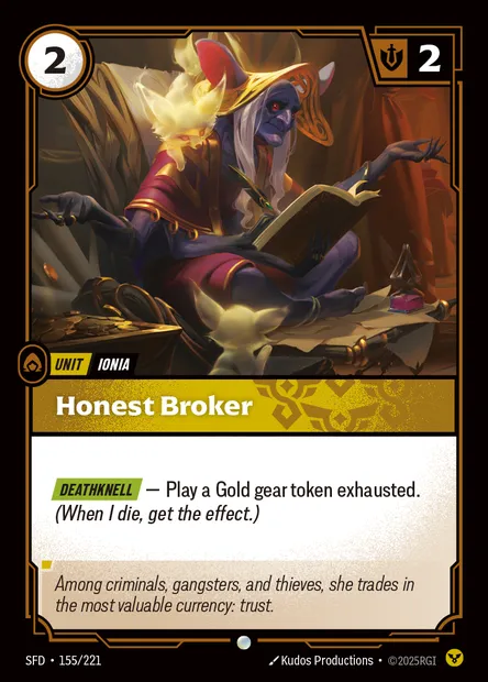 Honest Broker, carte Riftbound SFD 155 — extension Spiritforged