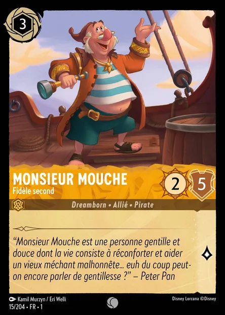 Monsieur Mouche - Fidèle second, carte Disney Lorcana CH1-015 — extension Premier Chapitre