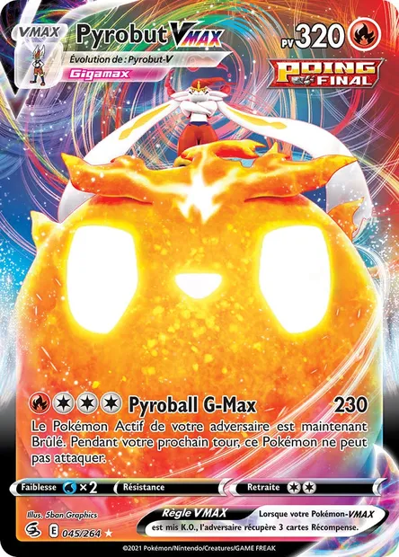 Pyrobut VMAX, carte Pokémon FST 45 — extension Poing de Fusion