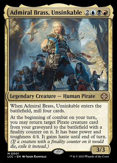 Admiral Brass, Unsinkable, Magic card LCC 1 — The Lost Caverns of Ixalan Commander set