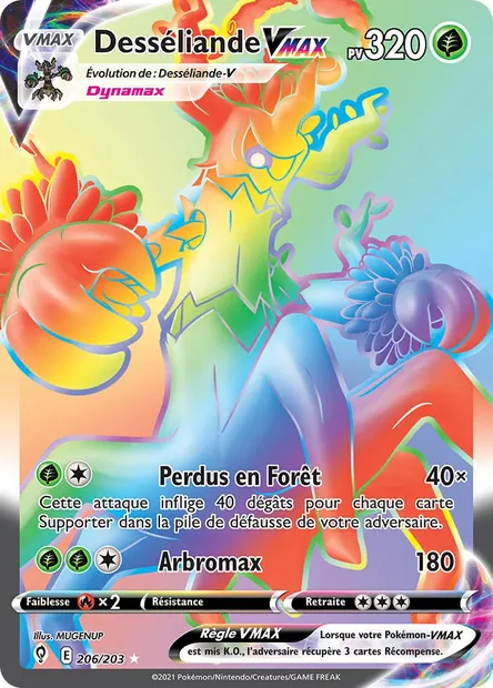 Desséliande VMAX, carte Pokémon EVS 206 — extension Évolution Céleste