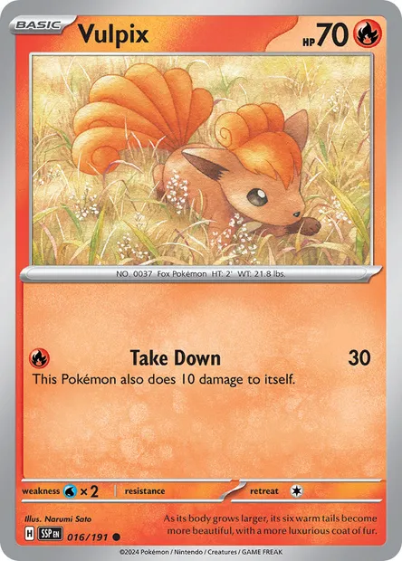 Vulpix, Pokémon card SSP 016 — Surging Sparks set