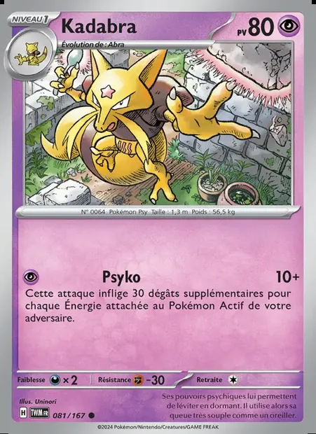 Kadabra, carte Pokémon TWM 081 — extension Mascarade Crépusculaire