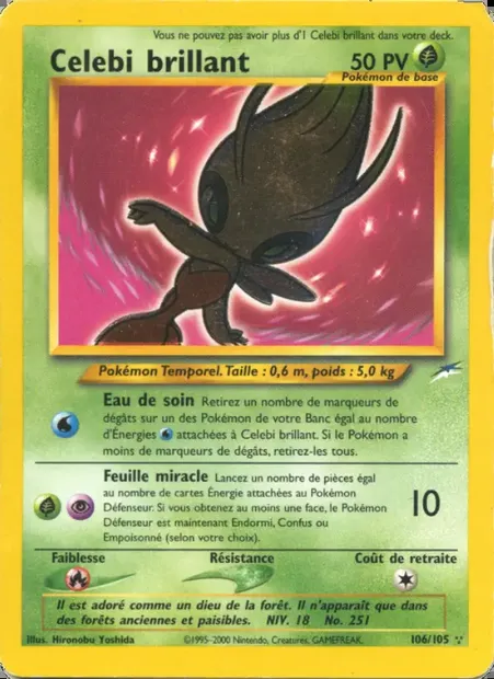 Celebi brillant, carte Pokémon NDE 106 — extension Neo Destiny