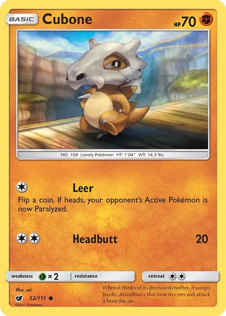 Cubone, Pokémon card CIN 52 — Crimson Invasion set