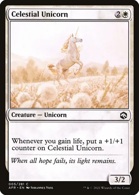Celestial Unicorn, Magic card AFR 5 — Adventures in the Forgotten Realms set