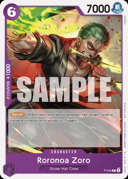 Roronoa Zoro, One Piece card P-045 — Promotion card set