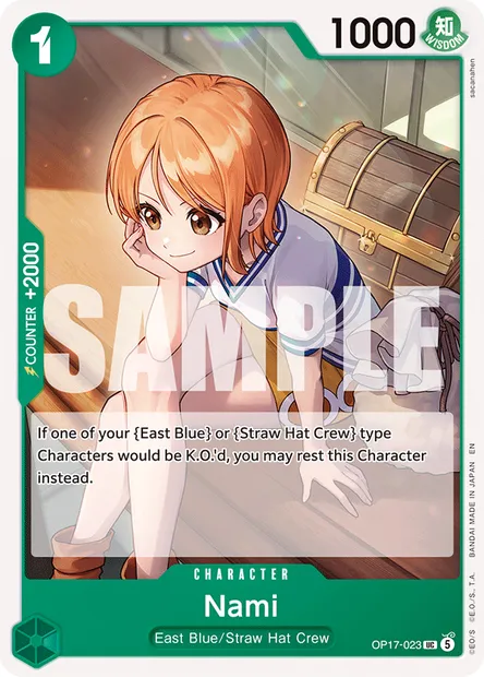 Nami, One Piece card OP17-023 — THE WORLD’S STRONGEST WARRIORS set