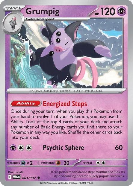 Grumpig, Pokémon card MEG 063 — Mega Evolution set
