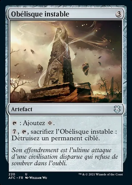 Obélisque instable, carte Magic AFC 220 — extension Forgotten Realms Commander