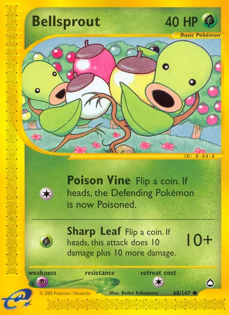 Bellsprout, Pokémon card AQ 68 — Aquapolis set