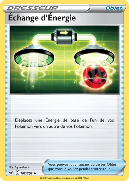 Échange d'Énergie, carte Pokémon SSH 162 — extension Épée et Bouclier