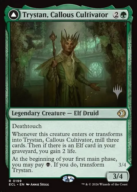 Trystan, Callous Cultivator // Trystan, Penitent Culler, Magic card PECL 199p — Lorwyn Eclipsed Promos set