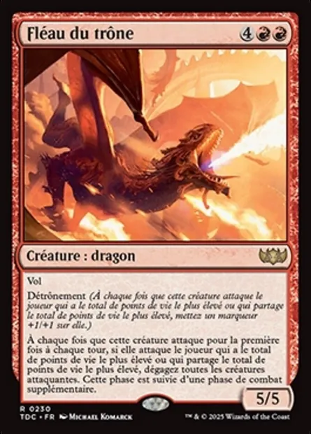 Fléau du trône, carte Magic TDC 230 — extension Tarkir: Dragonstorm Commander