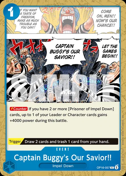 Captain Buggy's Our Savior!!, One Piece card OP16-057 — THE TIME OF BATTLE set