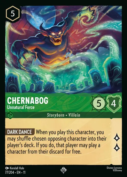 Chernabog - Unnatural Force, Disney Lorcana card CH11-077 — Winterspell set
