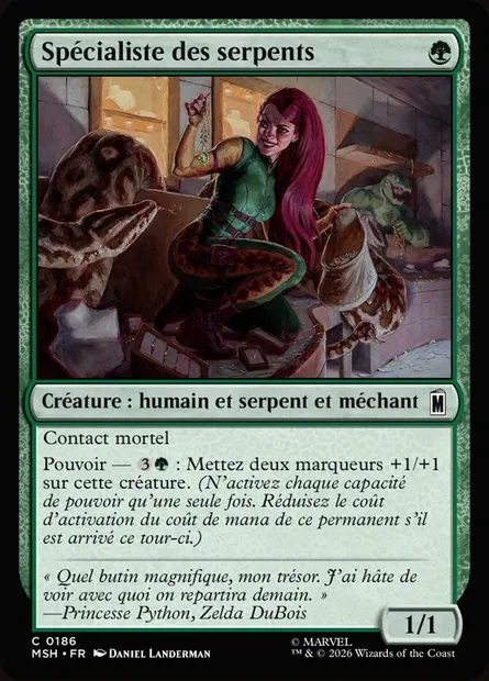 Spécialiste des serpents, carte Magic MSH 186 — extension Marvel Super Heroes
