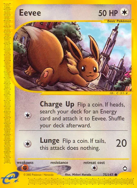 Eevee, Pokémon card AQ 75 — Aquapolis set