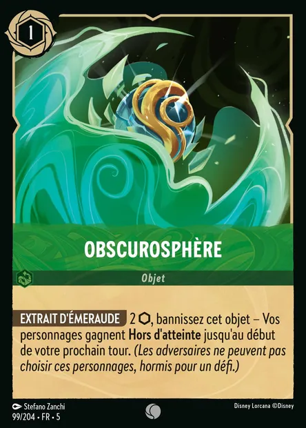 Obscurosphère, carte Disney Lorcana CH5-099 — extension Ciel Scintillant