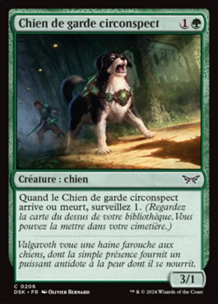 Chien de garde circonspect, carte Magic DSK 206 — extension Duskmourn: House of Horror
