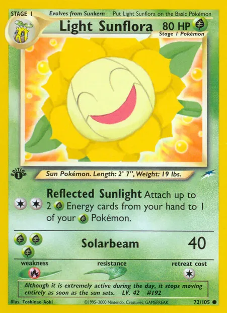 Light Sunflora, Pokémon card NDE 72 — Neo Destiny set