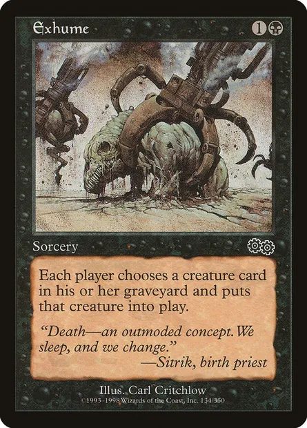 Exhume, Magic card USG 134 — Urza's Saga set